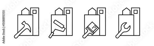 Home service icons. House with service settings icon symbol. Real estate symbol Vector illustration