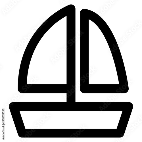 Sailing boat icon with line and simple style