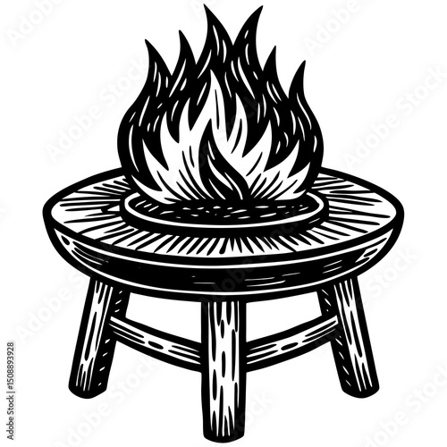 vector illustration of a burning stove