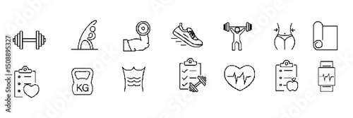 Set of pixel style. Sport isolated icons set on white background