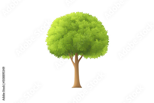 A simple green tree icon with a round canopy isolated on transparent background