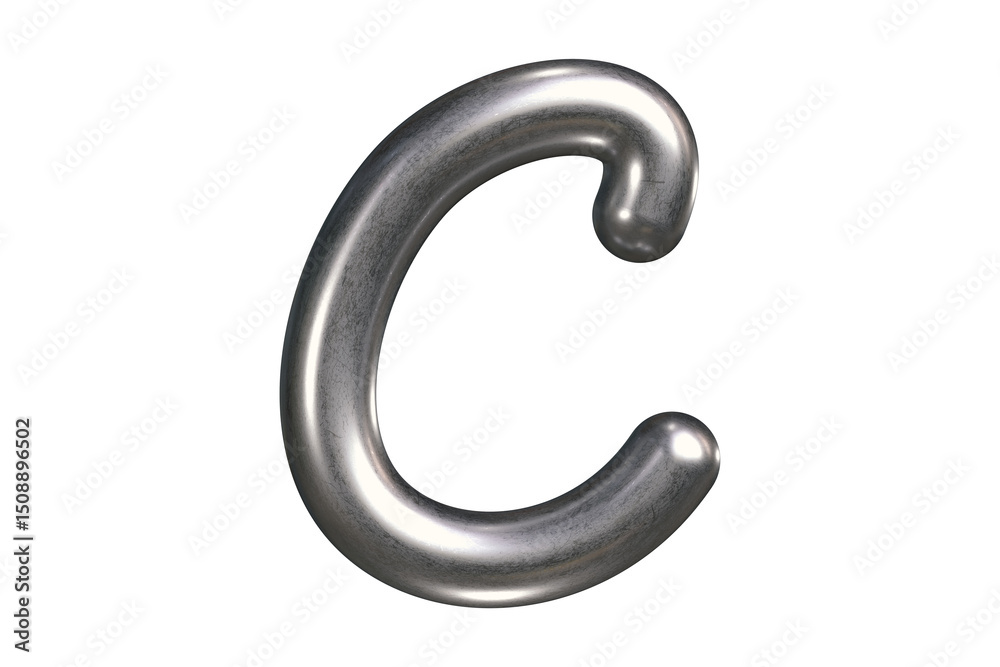 Elegant chrome letter C with flowing curves and luxurious decorative style in 3D. High quality 3D rendering. Elegant chrome letter C with flowing curves and luxurious decorative style in 3D. High quality 3D rendering.
