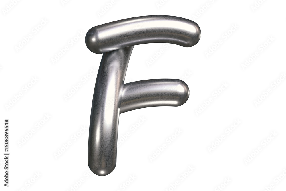 Creative 3D chrome letter F with sculptural balloon effect and stylish metallic look. High quality 3D rendering. Creative 3D chrome letter F with sculptural balloon effect and stylish metallic look. High quality 3D rendering.
