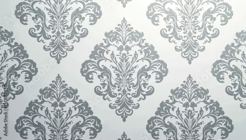 Subtle grey damask pattern with a geometric twist , art, seamless, home