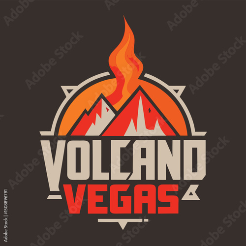 Volcano vegas erupting mountain logo design png ai generated