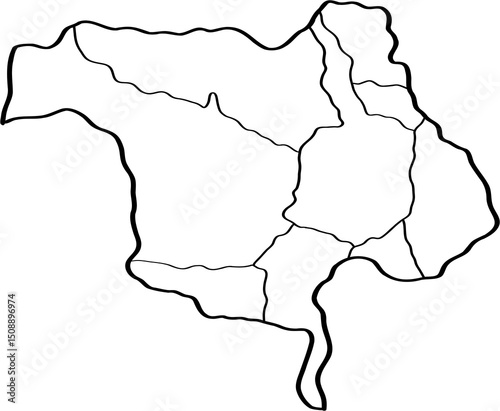freehand drawing of Chiangmai city map.