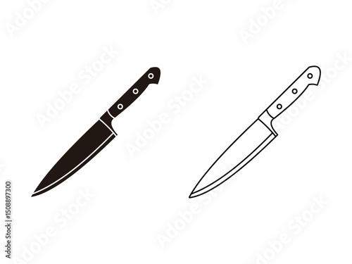 set of minimalist kitchen knife symbol icon design vector isolated on transparent background