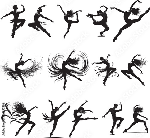 Dance Poses Silhouette Design Clipart