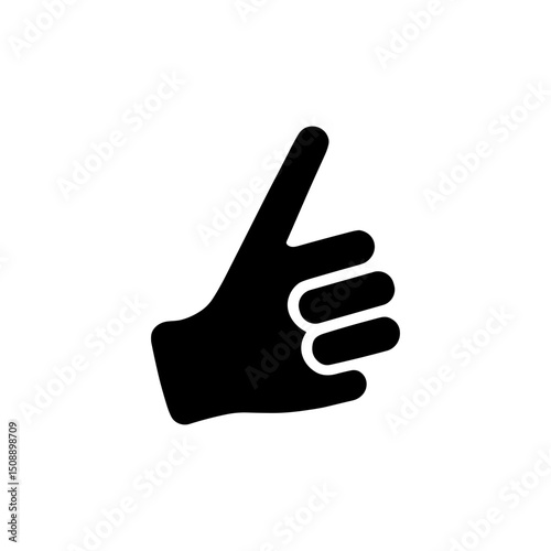 Silhouette illustration of a hand with the thumb extended upwards, showing approval or agreement, and four fingers bent on a transparent background
