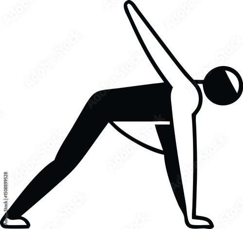 Minimalist woman is practicing yoga in a side angle pose on transparent background
