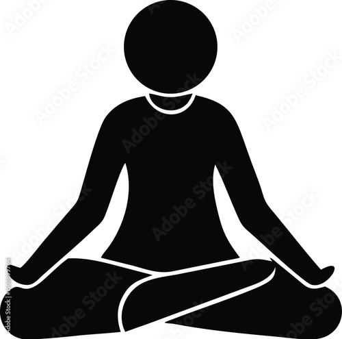 Silhouette figure sits cross legged in meditation pose with a transparent background