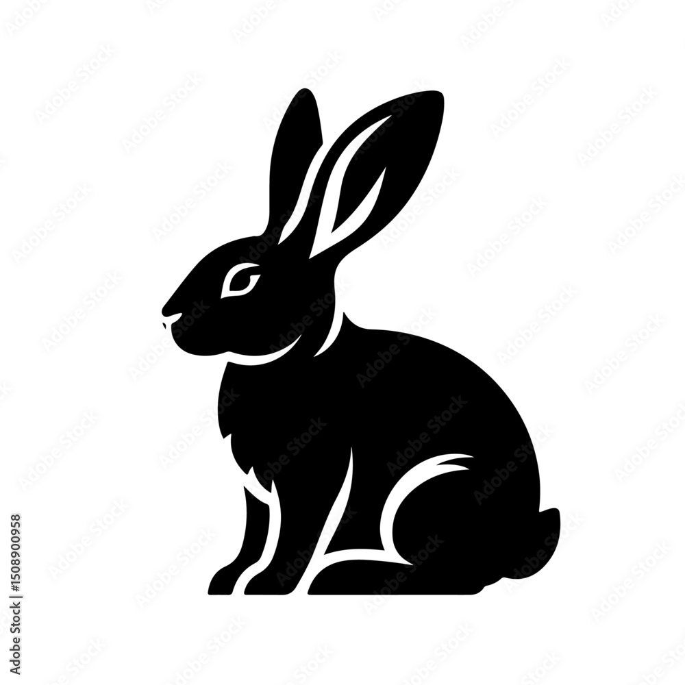 Fototapeta premium Rabbit Silhouette for Wildlife and Cuteness Design, Jumping Rabbit