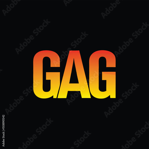 Slim long text gag logo design, clean cutout silhouette