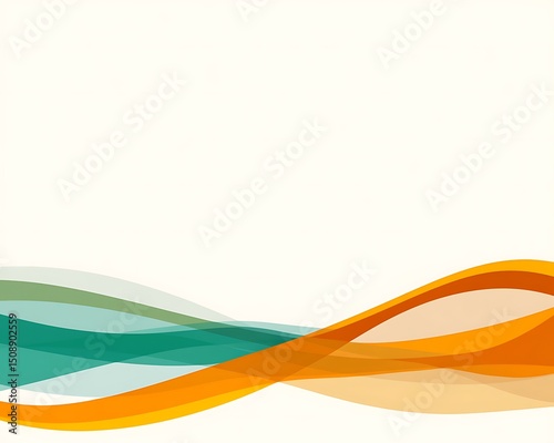 Colorful overlapping curves flowing across a neutral white background
