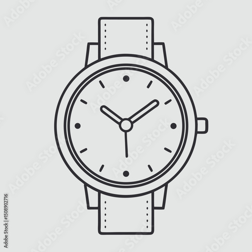Stylish wristwatch line art design png ai generated