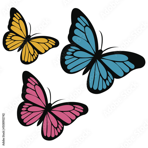 "Vibrant Butterfly Trio"