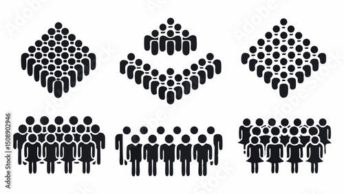 Illustration showing groups of people arranged in different formations and configurations |eps vectors