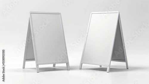 Crezon A-frame sandwich boards for design mock up and presentation on isolated white background, 3d illustration