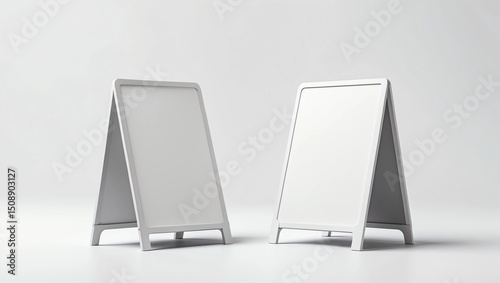Crezon A-frame sandwich boards for design mock up and presentation on isolated white background, 3d illustration