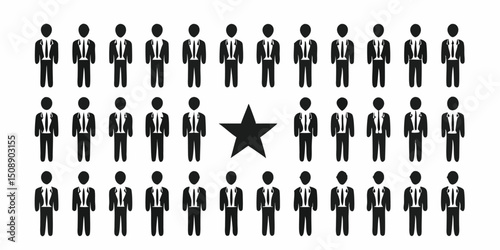 Group of business people with a star in the center representing leadership and achievement focus |eps vectors