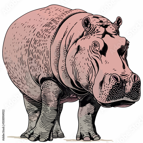 wild, sketch, illustration, hippopotamus, black, art, vector, animal, hippo, image, zoo, background, africa, white, silhouette, nature, graphic, drawing, design, african, isolated, line, cartoon, 