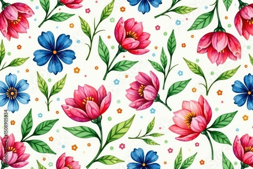 Wallpaper Mural Intricate watercolor floral pattern, seamless repeat , delicate, watercolor Torontodigital.ca
