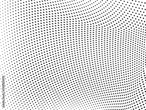 Abstract halftone wave dotted background. Futuristic twisted grunge pattern, dot, circles.  Vector modern optical pop art texture for posters, business cards, cover, labels mock-up, stickers layout