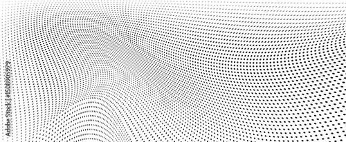Abstract halftone wave dotted background. Futuristic twisted grunge pattern, dot, circles.  Vector modern optical pop art texture for posters, business cards, cover, labels mock-up, stickers layout