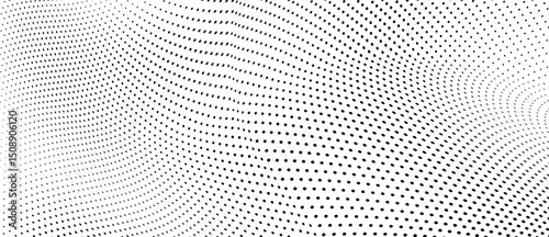 Abstract halftone wave dotted background. Futuristic twisted grunge pattern, dot, circles.  Vector modern optical pop art texture for posters, business cards, cover, labels mock-up, stickers layout