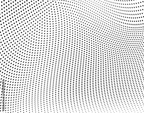 Abstract halftone wave dotted background. Futuristic twisted grunge pattern, dot, circles.  Vector modern optical pop art texture for posters, business cards, cover, labels mock-up, stickers layout