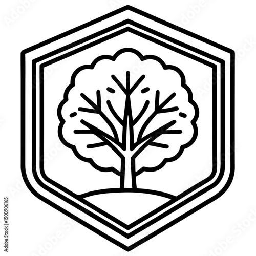 Retro Forest Badge Illustration