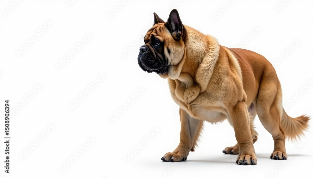 Fototapeta premium Majestic mastiff, powerful stance, white background, eyes, canine, animal photography