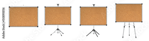 Cork board with wood frame. Empty corkboard with brown texture on transparent background. Business noticeboard. Vector