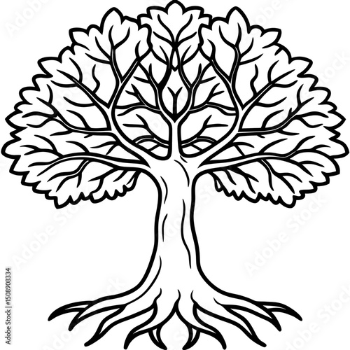 Sacred Banyan Emblem – Vector Style