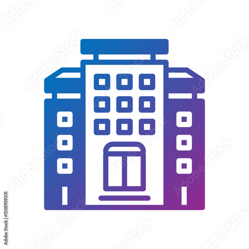 hotel gradient flat icon	