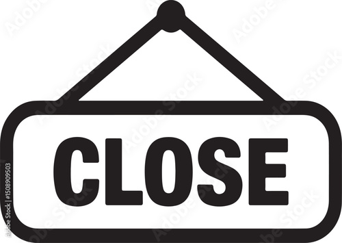 Simple black and white shop sign indicating that the business is closed for the day.