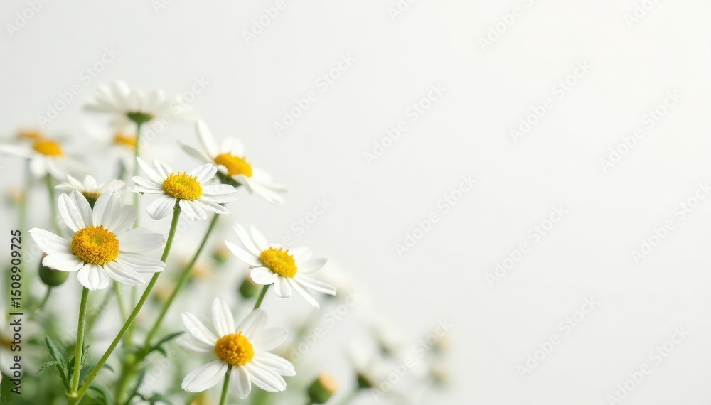 Obraz premium Delicate white wildflowers against a pure white backdrop , subtle, white