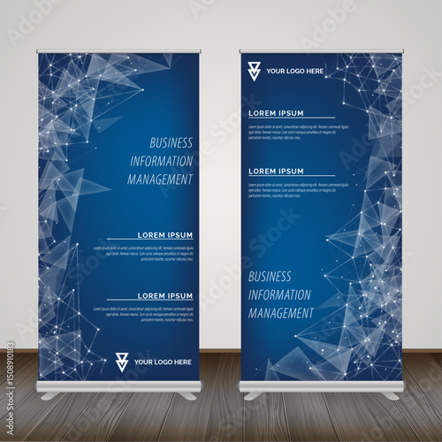 A sleek set of roll-up banner mockups with AI backgrounds, ideal for dynamic and creative branding.