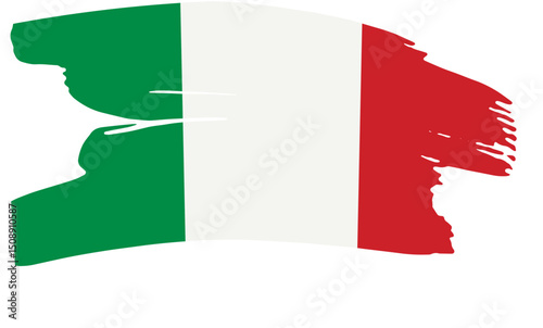 Abstract Italian Flag Grunge Green White Red Brushstroke