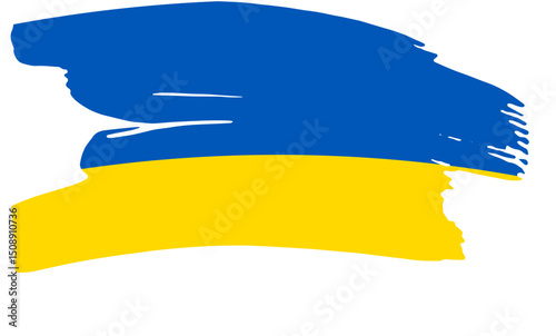 Ukrainian Flag Blue and Yellow Brush Stroke Design