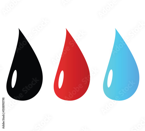 Cute cartoon hand drawn vector set of blood, water and old drops clipart.