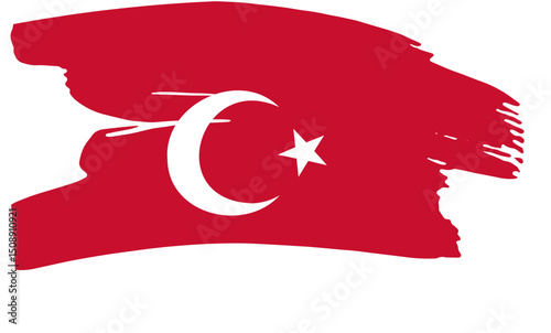 Abstract Turkish Flag Crescent Moon and Star Design