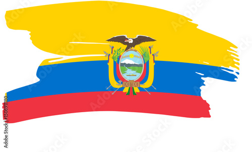Ecuadorian Flag Vibrant Paint Stroke Design, South American Symbol