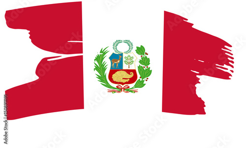 Grunge Style Peruvian Flag Red and White National Symbol