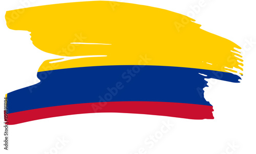 Abstract Colombian Flag Yellow, Blue, and Red Paint Stroke Design