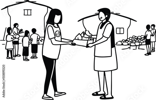 Community volunteers distributing food to those in need promoting compassion charity and solidarity illustrating the power of togetherness