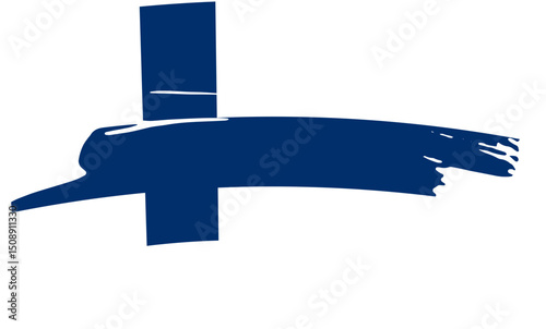 Abstract Blue Cross Brush Stroke Logo Design