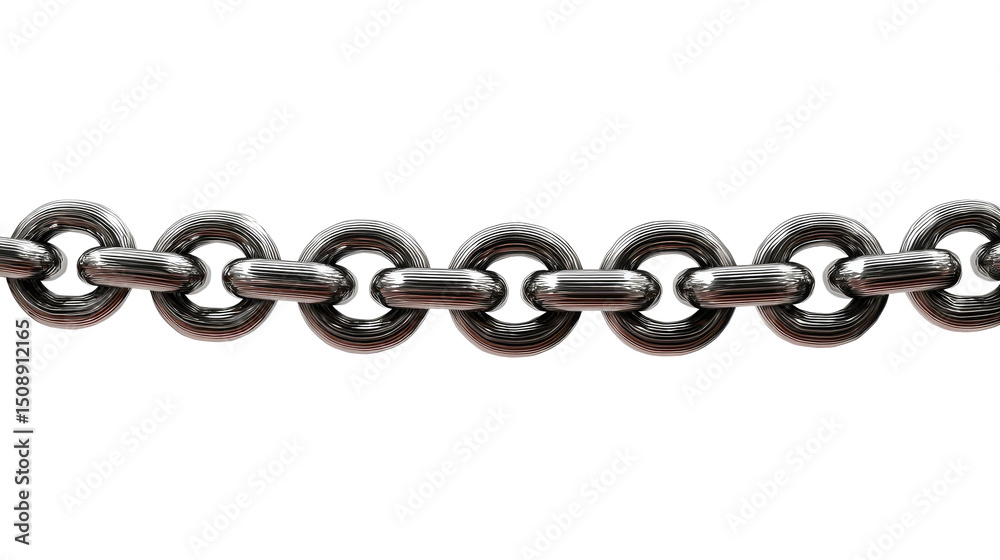 Obraz premium Steel Chain Link: A close-up, photorealistic depiction of a steel chain, its sturdy links forming a seamless line, symbolizing connection, strength, and security.