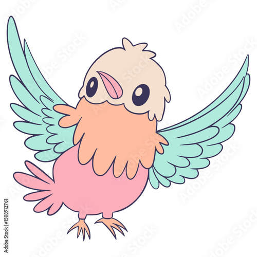 Bird Cute Cartoon Illustration Digital Drawing