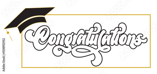Graduation Congratulations Typography with Cap Graphic Design